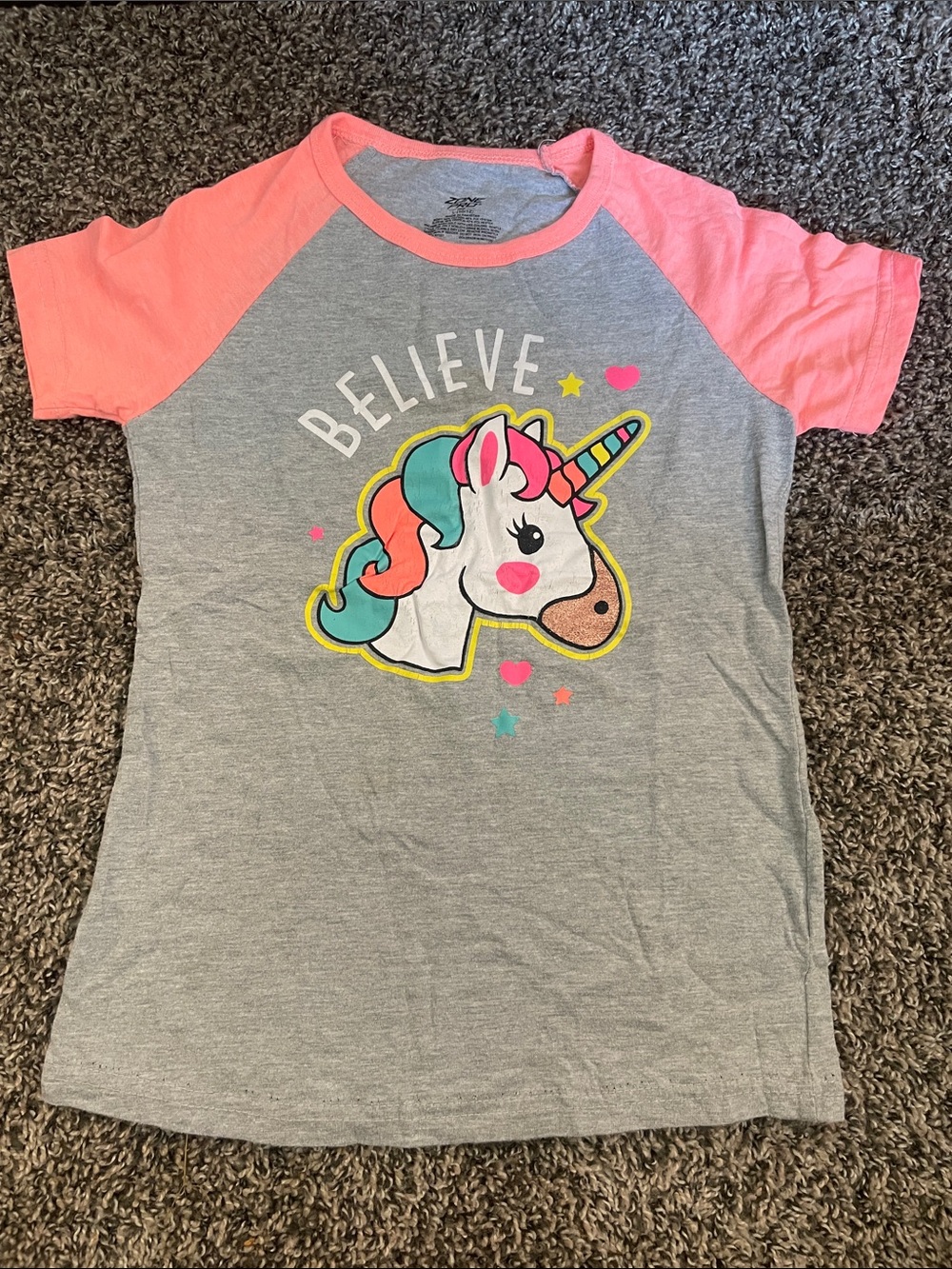 Zone Pro Orange & Gray Unicorn 'Believe' Raglan Tee